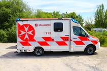 Die Johanniter Regionalverband Offenbach neuer Mercedes Benz Sprinter RTW am 08.06.24 beim Tag der offenen Tür zum 50 jährigen Jubiläum