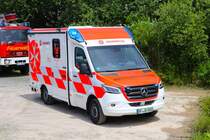 Die Johanniter Regionalverband Offenbach neuer Mercedes Benz Sprinter RTW am 08.06.24 beim Tag der offenen Tür zum 50 jährigen Jubiläum