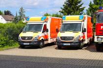 Nagelneue BF Frankfurt am Main Mercedes Benz Reserve RTW am 02.06.24 beim Tag der offenen Tür auf der Wache 1