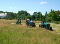 Grasmad mit Hanomag, Famulus mit Messerbalken und Deutz D40 mit Rotationer beim Traktorentreffen in Hohburg.