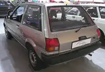 Heckansicht eines Toyota Starlet der Baureihe EP70 aus dem Jahr 1986. Toyota Collection Köln am 07.06.2025.
