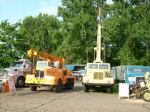 2x ADK 63 im AGRA Park zum Bulldogtreffen. Der Kran von Swing&Cut wurde elektrisch betrieben