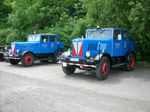 Diese beiden Hanomag SS100Zugmaschinen stzanden am Sonntag vormittag an der groen Wiese beim Bulldogtreffen in Markkleeberg