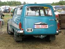 Heckansicht des Pkw Wartburg 1000  Camping aus dem Landkreis G�strow beim 16. Oldtimer- und Traktorentreffen, Alt Schwerin/Meckl. 08.08.2009