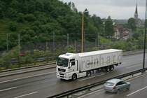 Ein MAN TGX von Dillier (interne Nr. 25) auf der A2 bei Luzern, 22. Juni 2009