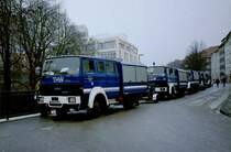 Anla der Fahrzeugansammlung,  war die Sprengung der 110 m hohen Stadtsparkasse Hagen.
Aufn. 2004