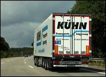 KUHN TRANSPORTE ... immer gut gekhlt aus Ostbevern ist seit 1969 im Khlverkehr national durch Deutschland unterwegs. Im Bild ein DAF XF105.460SC  SpaceCab . auf der A45.