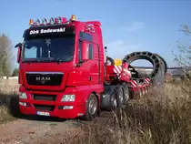 MAN TGX41.540 beim Transport von einem 85to. Gussteil aus Torgelow / Vorpommern.