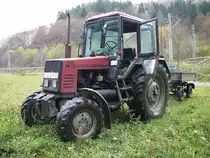 Belarus 820 steht auf einer Wiese im Saaletal n�rdl. von Probstzella