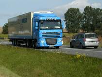 DAF-LKW unterwegs am 11.September 2009 auf der B96 bei Bergen/Rgen.