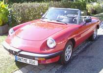 Das ist mein Alfa Romeo Spider 2.0 KAT Bj. 1989, aufgenommen in Haundorf, Gemeinde Schnelldorf in Mittelfranken, hat jetzt aktuell 79 000 km. Habe ihn 2009 verkauft. War leider fr mich zu eng zum Ein- und Aussteigen geworden.
Man muss wissen, was geht und was nicht. 
Ein tolles Auto, oder?