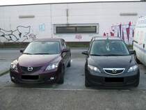 Mazda 2 und Mazda 3 Frontansicht.