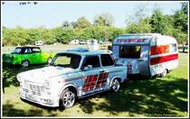TRABANT 1,1, ( 1989 - 1991 ) 1,1 L.-Viertaktmotor, ( Lizenz VW, Polo ), mit Campinganh�nger  Qek Junior  ( DDR ), Leipzig Camping Auensee, 2006