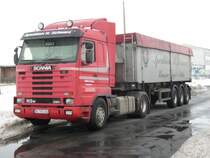 Scania-Kipper am 20.Februar 2010 im Industriegelnde von Bergen/Rgen.