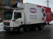 MAN-Khllaster am 11.Februar 2010 vor dem Bahnhof in Bergen/Rgen.