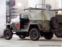 GAZ 67 B - Kbelwagen, Gelndewagen der Roten Armee, diese Fahrzeuge wurden auch in der KVP und NVA als Kommandowagen, Zughilfs- sowie Mannschafts- und Materialtransportfahrzeug eingesetzt - im Bestand der Kieker-Sammlung - fotografiert zum Militrfahrzeug-Treffen in Kummersdorf-Gut am 04.07.2009 - Copyright @ Ralf Christian Kunkel
