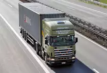 Scania 124L 420,  Transport Verdoodt August , auf der A 61 bei Rheinbach 26.02.2010