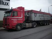 Scania-Kipper am 14.Mrz im Industriegelnde von Bergen/Rgen.