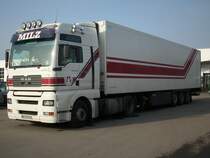 MAN-LKW am 18.Mrz 2010 vor einem Baumarkt in Bergen/Rgen.