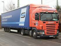 Dieser schne Scania-LKW stand am Morgen vom 22.Mrz 2010 auf einem Parkplatz in Bergen/Rgen.