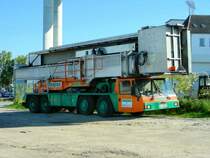 Brckenkontrollfahrzeug vor der Erffnung der Rgenbrcke in Stralsund 06.10.07