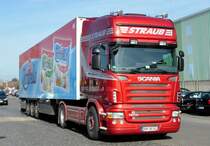 Scania R480 mit  Zottarella-Werbung  auf Auflieger, Spedition  Straub  in Bonn-Roisdorf 18.03.2010