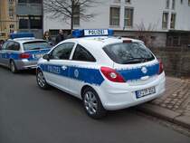 Opel der Thüringer Polizei in Eisenach, März 2010