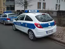Opel der Thüringer Polizei in Eisenach, März 2010