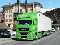 MAN Sattelschlepper unterwegs in St.Moritz am 07.04.2010