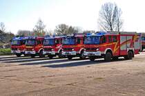 MB-Feuerwehrarmada hat Feierabend im Technik-Museum Ptnitz nach einem Trainingstag am 15.04.2010