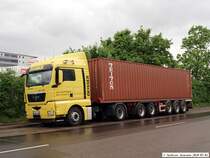MAN TGA 18.540  - Spedition  Deisser  mit Container beim Stuttgarter Hafen-Westkai. (01.05.2010)