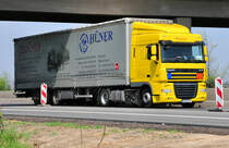 DAF XF Pritsche  Eurologistik und Spedition Hner  auf der A61 bei Heimerzheim 28.04.2010