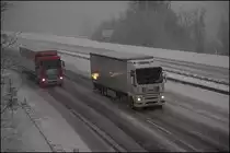  Elefantenrennen  bei starken Schneefall auf der A45...
