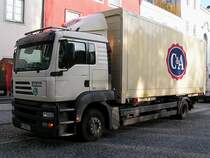 STEYR_18S36 mit C&A Wechselaufbau beim Zustelldienst in Ried i.I.;091107