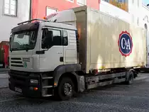 STEYR_18S36 mit C&A Wechselaufbau beim Zustelldienst in Ried i.I.;091107