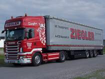 SCANIA V8 R500 von Transporte Ziegler sucht nach einem geeignetem Abstellplatz;100607