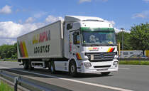 Mercedes -Actros von OLYMPIA-Logistik in Richtung Frankfurt, gesehen auf der A45 am 15.7.10 