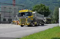 Die Anfahrt von die LKW´s unterwegs zum die 17 Inter. Truck & Country Festival in Interlaken.