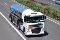 DAF XF mit Kesselauflieger Linde-Gas,  Spedition Grewer , auf der A61 bei Rheinbach - 20.07.2010