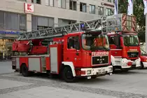 Eine DLK 23/12 auf MAN der Magdeburger Berufsfeuerwehr. Fotografiert am 14.07.2010 vor dem City Carree. 
