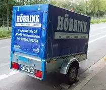 Pritschen/Planen Anh�nger Heckansicht H�BRINK mit Anschrift 05/08/2010