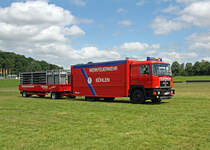Rstwagen/Gefahrgutwagen RW-GWG der Werkfeuerwehr(VSU) Bhlen, Fahrgestell MAN 19.422 FL, Aufbau:Rosenbauer/Zikun, Baujahr 1995