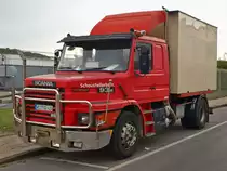 Scania 93M Schaustellerzugmaschine am 22.08.2010 am Aachener Bendplatz.