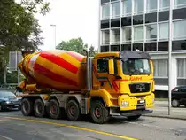 Ein MAN Betonmischer unterwegs in der Stadt Zug am 20.08.2010