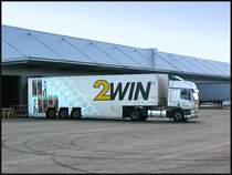 Dies ist ein DAF Sattelschlepper von 2WIN gesehen in Elsterwerda am 30.04.07.