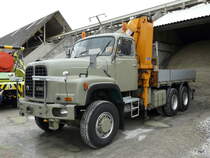 Ein Saurer D330 mit Kranaufbau am Saurer Oldtimer Treff in Niederbipp am 28.08.2010