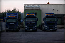 Durch den Zaun konnte ich einen SCANIA HIGHLINE G400 und zwei MAN TGS 26.400 von KOCH INTERNATIONAL auf den Chip bannen. (19.09.2010)