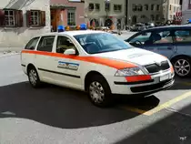 Eim Skoda Octavia Streifenwagen der Ploizei Graub�nden abgestellt in Samedan am 16.09.2010