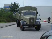 Mercedes-Benz L 5000 am 19.9.2010, Hafentreffen 2010 in Hamburg im Hafenmuseum Schuppen 50
Baujahre 1949 – Mitte 1952 / 112 PS, 120 PS ab 1950