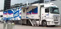 Fernseh�bertragungswagen �4 der Produktionsfirma TVN (Haupts�tz in Hannover), Mercedes Benz, LKB. Ton, Regie, Bild. (C) Matthias R�he, Hamburg. Dieses Foto wurde aufgenommen bei einer Fernsehsendung in Bremen.